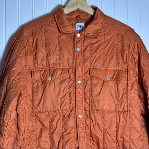 RARE High Quality Zara Man’s Quilted Shirt Jacket Shacket Pockets, lightweight L - Picture 6 of 13